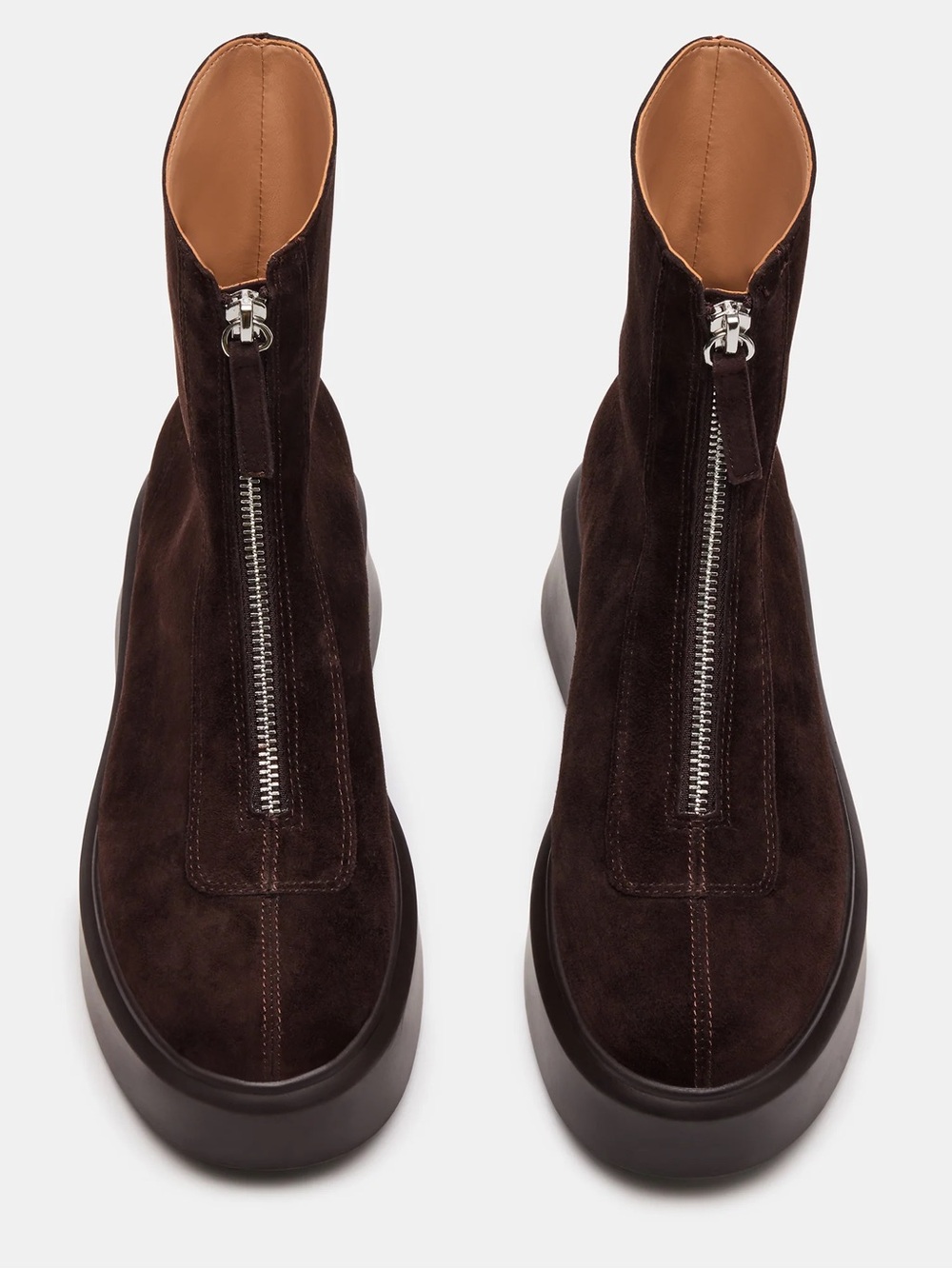 Steve Madden JONES SZ 8 Dark Brown Suede Front-Zip Platform Ankle Boots - Picture 3 of 3